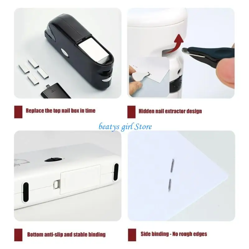 C7AB Portable Electric Stapler Rechargeable Battery Powered Automatic Binding Machine