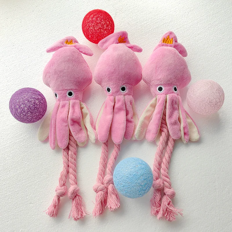 Hondenspeelgoed Roze Octopus Pluche Pop Huisdier Geluid Speelgoed Kies Tand Schoonmaken Golden Retriever Teddypoedel Verlichtende Bedompte Huisdierbenodigdheden