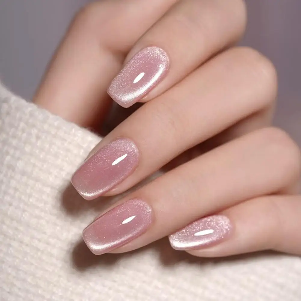 Rosa Farbverlauf Französisch tragbare Nagelkunst Mode einfache kurze künstliche Nägel abnehmbare fertige falsche Nägel zum Aufdrücken der Nägel mit Kleber