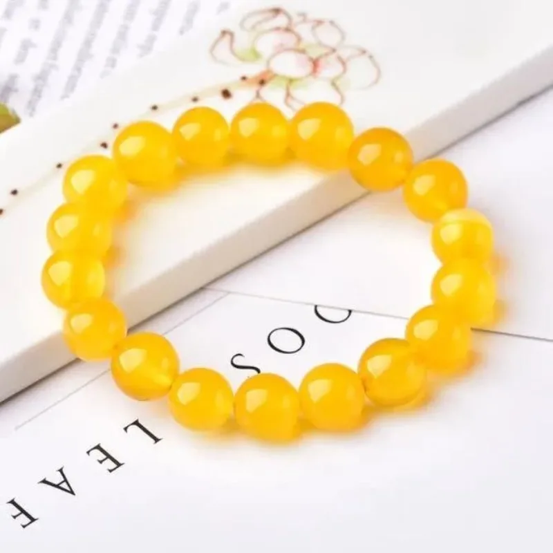 

Новый натуральный ледяной желтый агат, халцедон, браслет с одним кольцом, мужской и женский модный универсальный браслет