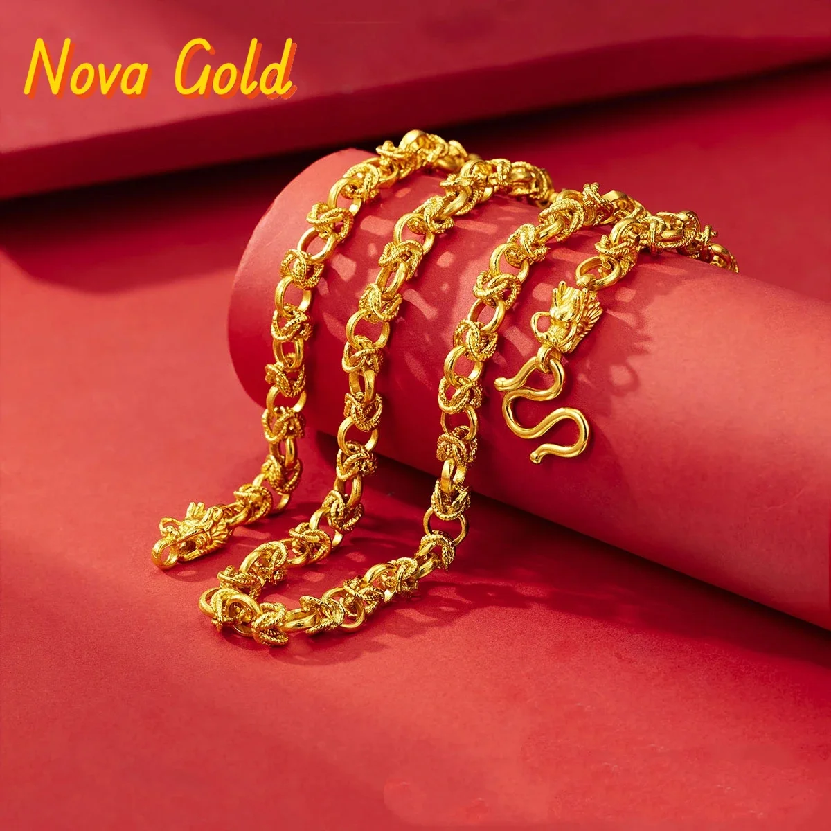 NovaGlod Gold Store launches 9999 24K pure gold faucet series bracelet necklace men's faucet twist chain domineering keel chain