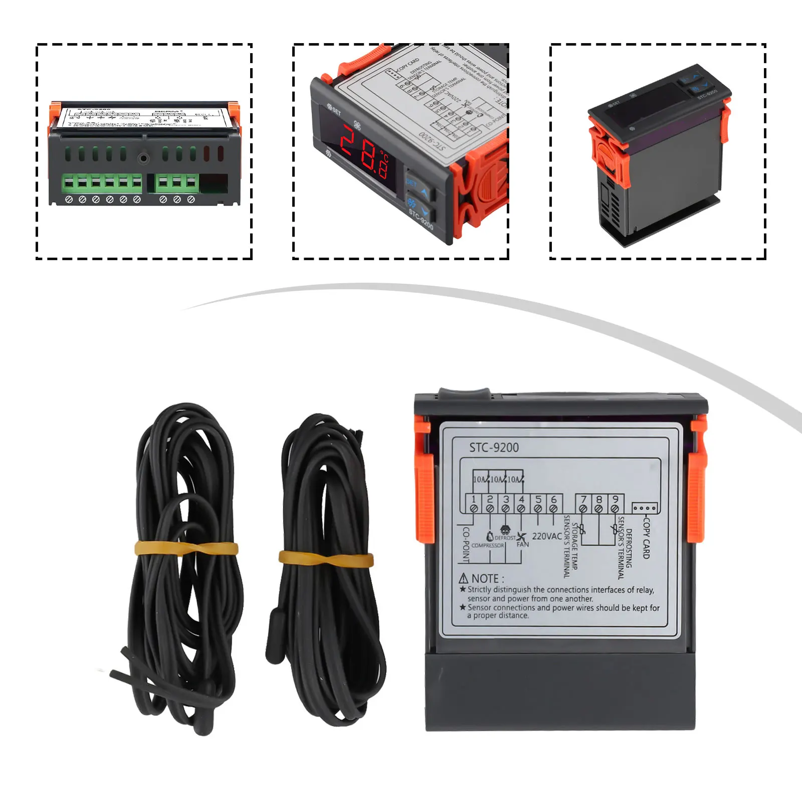 Pengendali suhu elektronik STC-9200, pengontrol kipas Defrost pendingin, termostat elektronik Freezer 220V