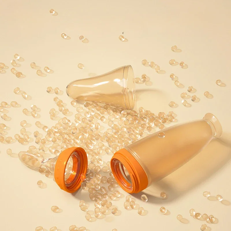Baby Silicone Rice Paste Spoon Milk Bottle Squeeze Feeding Spoon Silicone Soft Spoon Rice Noodles Baby Food Accessories