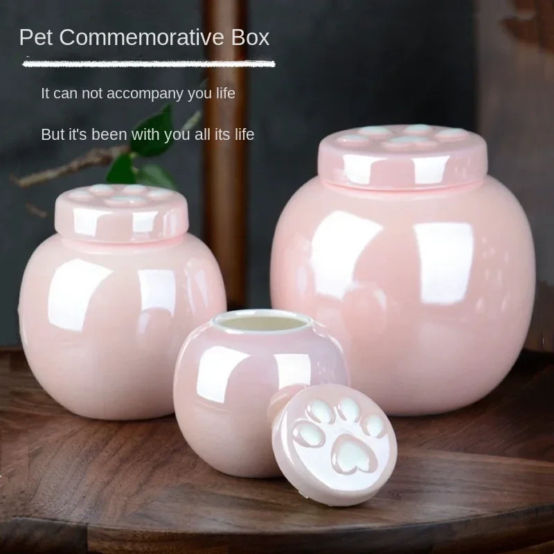 

Pink Pet Urn Moisture-proof Cat Dog Hair Teeth Collection Memorial Death Cremation Portable Jar