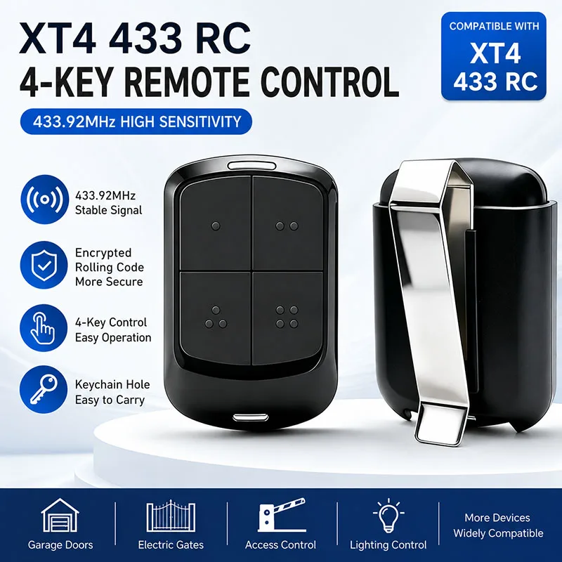XT4 433 RC 787456 Garage Door Remote Control Compatible With XT4 433RC 787452 787453 787454 433MHz Gate Opener Remote Control