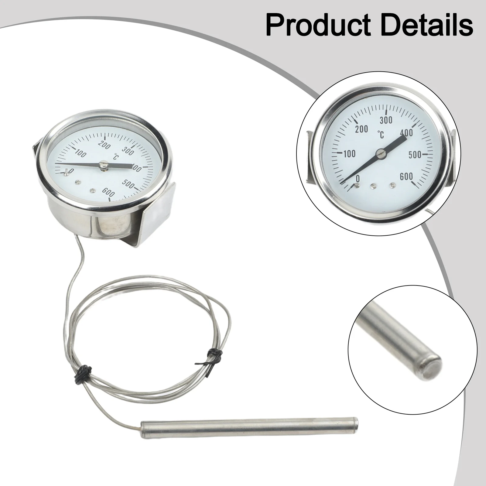 Oven Thermometer with Stainless Steel Probe and for dial Measuring Temperature for Boilers and For Ovens 0 to 600 for celsius