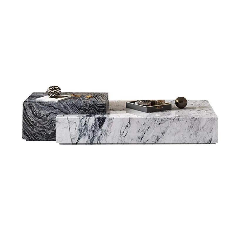 Marble coffee table, living room modern light luxury, villa luxury stone creative flat Italian style