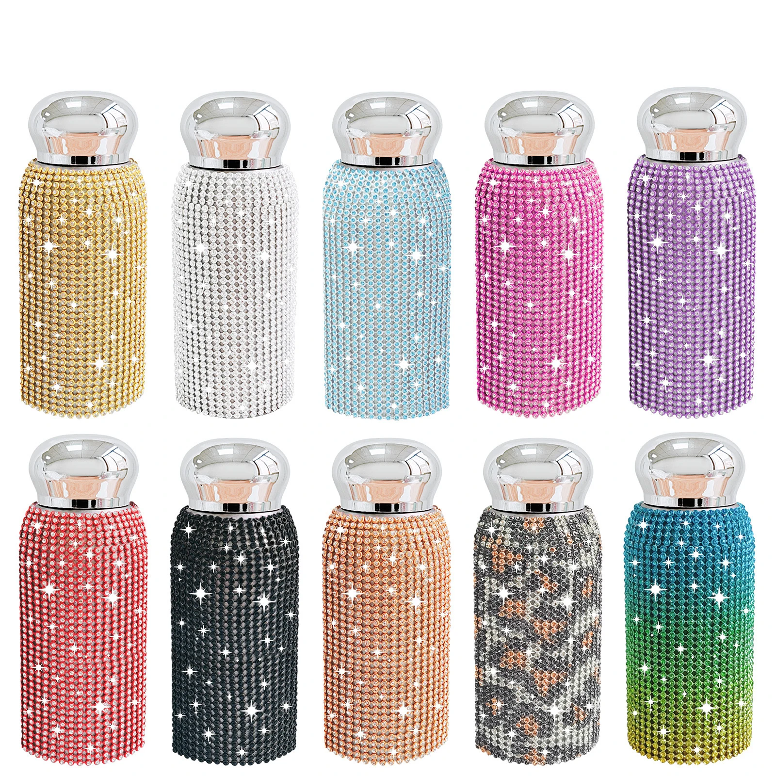 Double Wall Stainless Steel Coffee Thermos Mug Cup Car Vacuum Flask Mini Travel Insulated Bottle Bling Rhinestones Diamond Flask