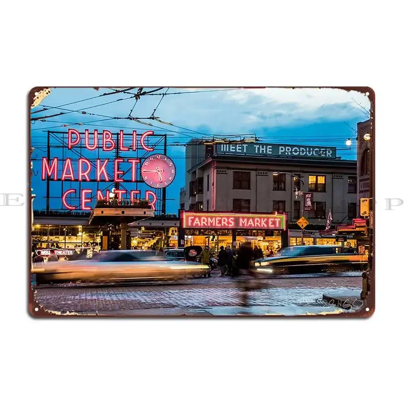 Pike Place Market Alerta Letrero de metal Cine Hogar Sala de estar Personaje Decoración de pared Cartel de estaño Póster