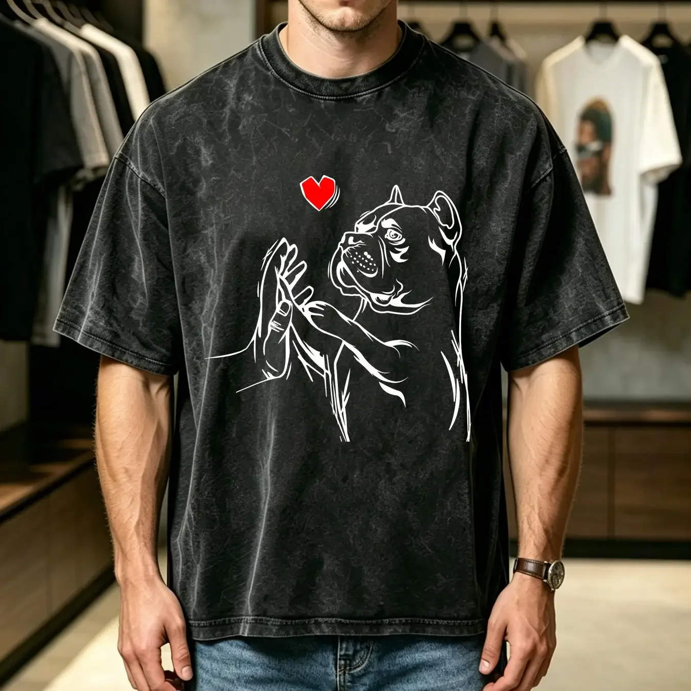 washed T Shirt American Bully Love Cute Pitbull Dog Mom Funny Girls vintage Washed Stylish Breathable Casual