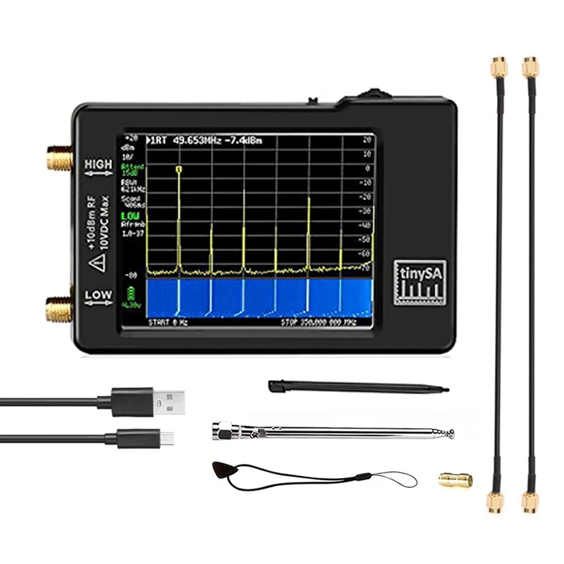 

2.8 Inch Touch Screen Spectrum Analyzer For 0.1MHZ-350MHZ And UHF Input For 240MHZ-960MHZ Frequency Analyzer Black