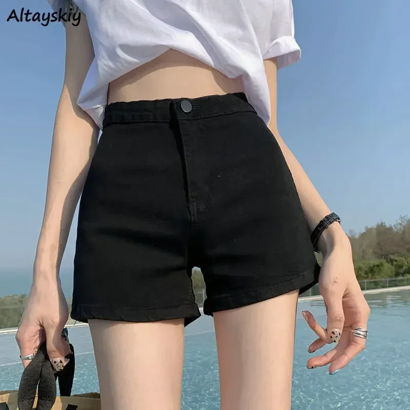 Denim Shorts Solid Simple Basics Daily Hotsweet Cozy Korean Style All-match Classics Stylish Popular Casual Designed Personality