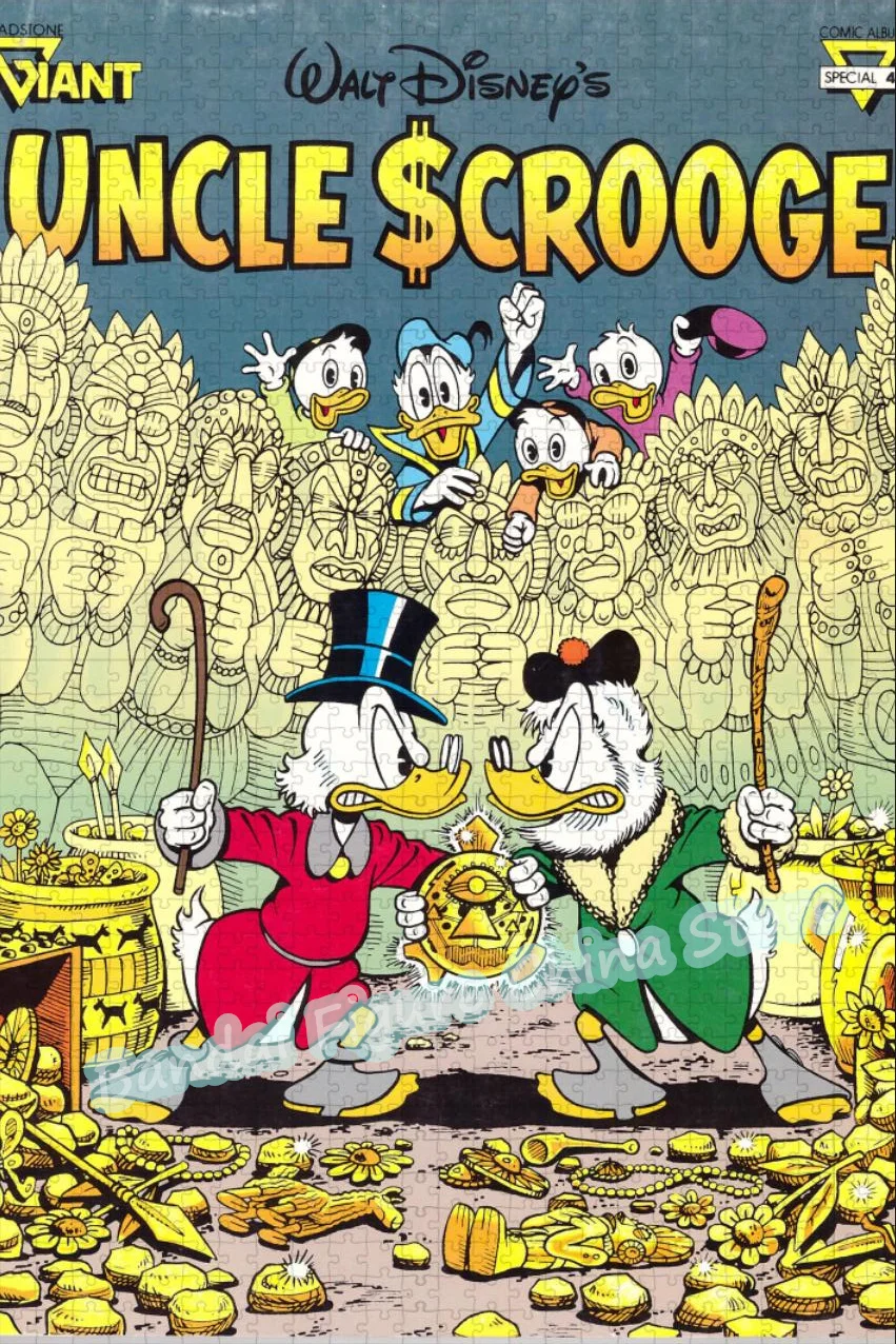 Uncle Scrooge Dinsey Cartoon Print Puzzle 300/500/1000 Pieces Donald Duck Diy Assembling Jigsaw Puzzle Kids Game Toys Gifts