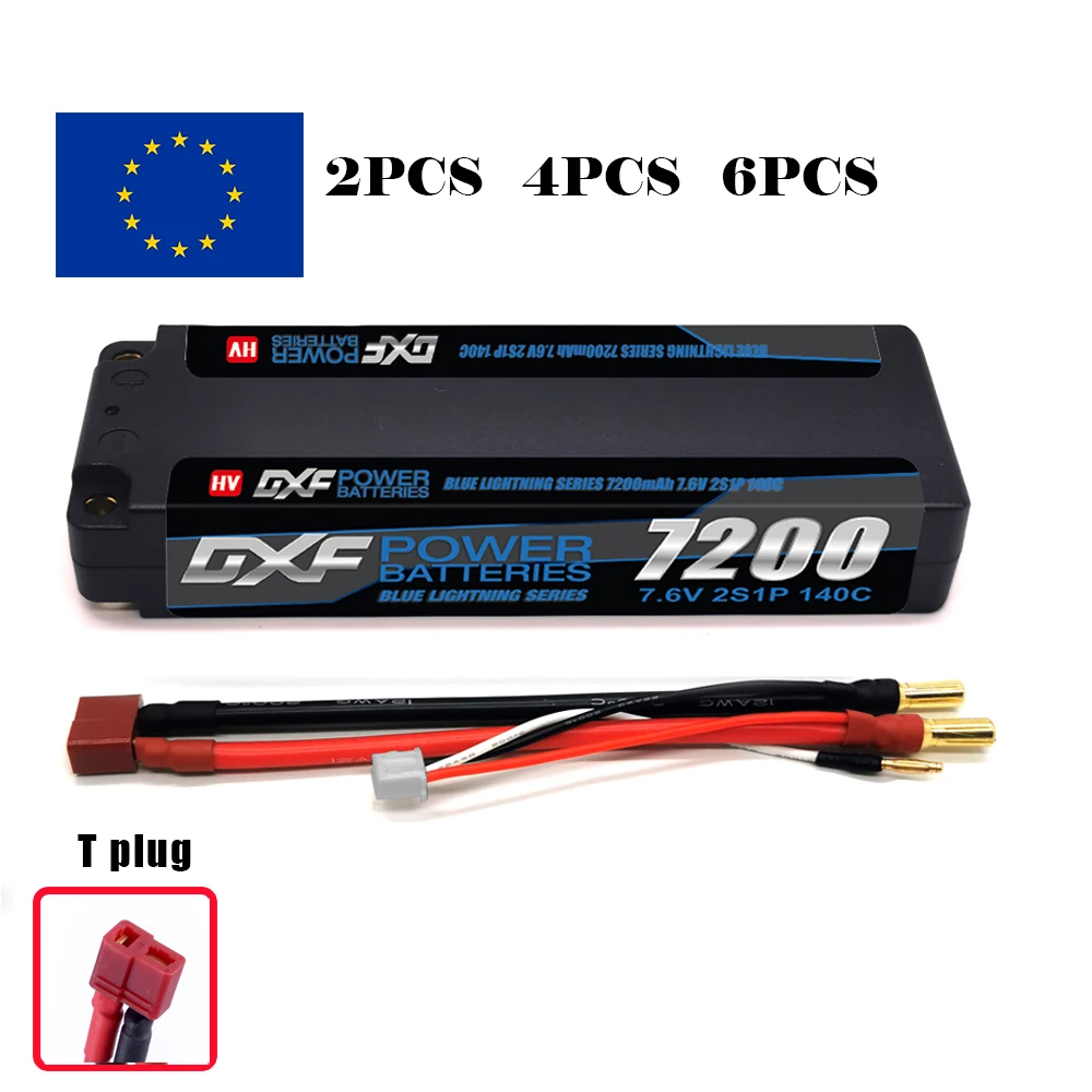 DXF 2S Lipo Battery 7.6V 140C 7200mAh 5mm T Plug Hardcase For 1/10 Buggy Truggy Offroad Boat Car Boat Truck RACING Helicopter