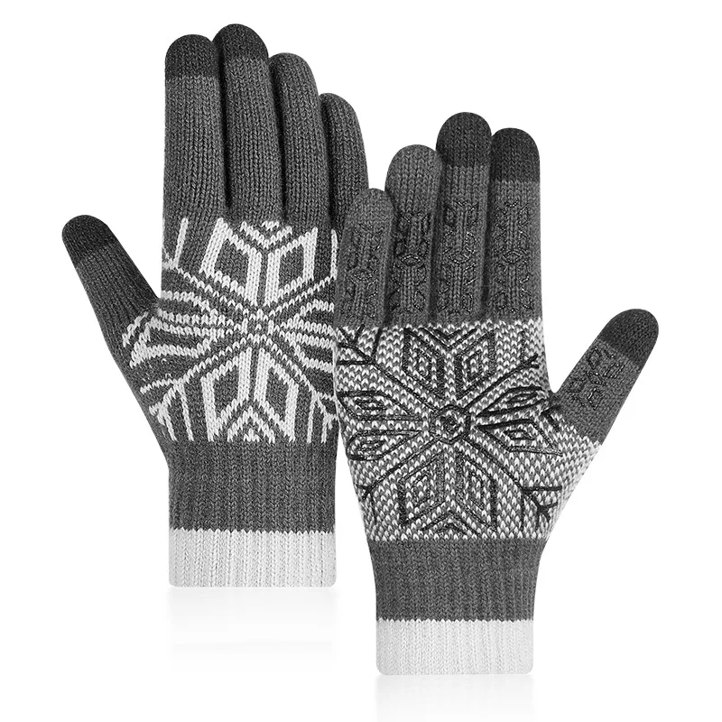 Autumn and winter outdoor fingertip touch screen warm gloves non-slip wool fleece warm and cold-proof outdoor riding gloves