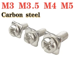 M3 M3.5 M4 M5 Nickel Plated Cross Round Head Square Combination Screw Cross Pan Head With Square Washer Flat Head Bolt