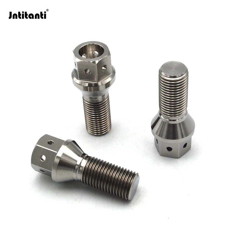 Jntitanti VW AUDI wheel hub bolt M14*1.5*28-45mm never rust racing parts cone seat Gr.5 titanium hub bolt
