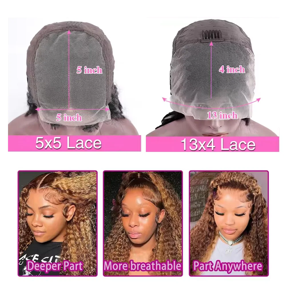 34-дюймовый мелированный парик с омбре, человеческие волосы 4/27, глубокая волна, 13x4 HD, кружевные фронтальные парики, человеческие волосы, предварительно выщипанные, плотность 250