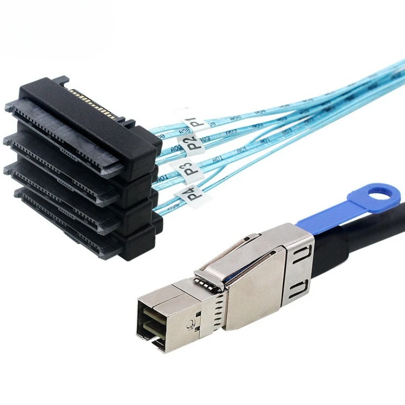 

0.5M1.0M 2M 3M Nternale Mini SAS HD SFF-8644 To 4 X 29-Pin SAS SFF-8482 with 15pin Sata Male 2 in 1 Cable