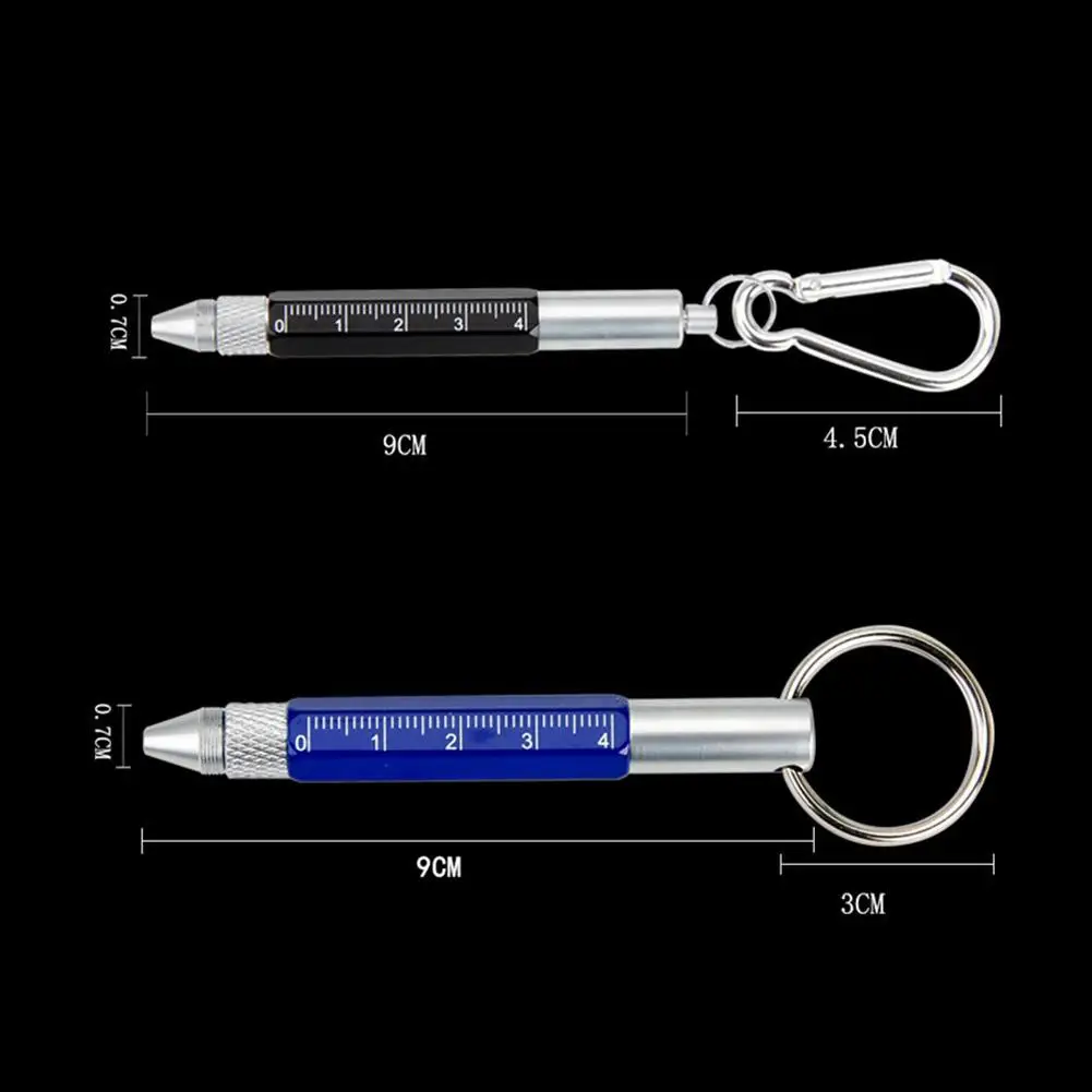 6-in-1 Refill Pen Rotating Metal Pens Screwdriver Hexagonal Touch Screen Carabiner Small Scale Ballpoint Keychain dropshipping