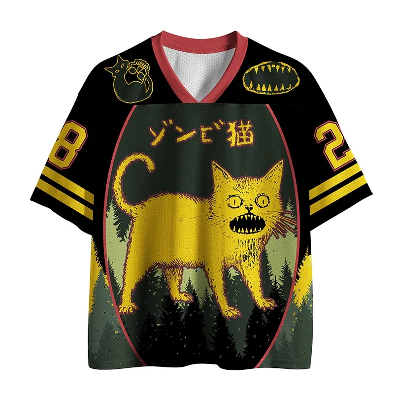 Camiseta Deportiva de Manga Corta 2026, Camiseta con Cuello en V, Diseño Deportivo con Estampado 3D, Secado Rápido, Malla Transpirable