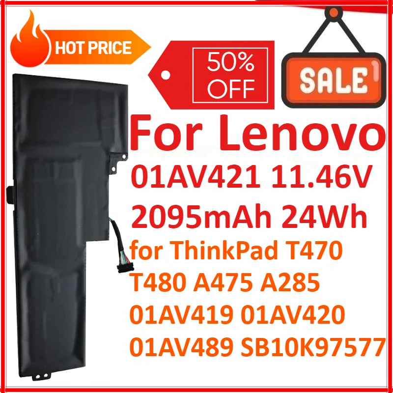 

01AV421 11.46V 2095mAh 24Wh Laptop Battery For Lenovo ThinkPad T470 T480 A475 A285 01AV419 01AV420 01AV489 SB10K97577