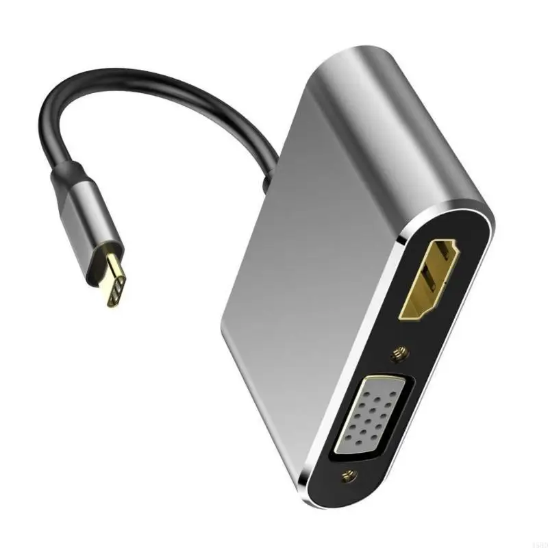 Aluminum Type C Adapter with 4K and USB3.0 Hubs for Easy Device Connection