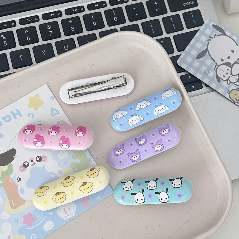 Melody Cinnamoroll Kuromi Kt Kt Pacha مشبك شعر أنيمي للنساء والفتيات ، إكسسوارات مشبك جانبي لطيف ، كرتون كاواي