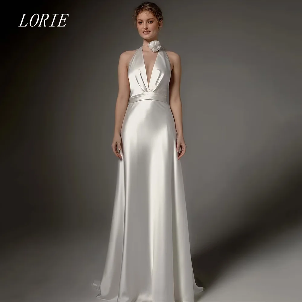 

LORIE Luxury Mermaid Civil Wedding Dress Sexy V Neck Backless Bridal Dresses Simple Wedding Gown Customized 2026