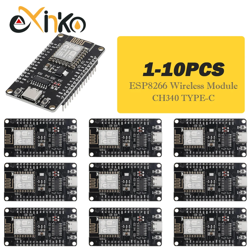 1-10pcs NodeMCU V3 ESP8266 ESP-12E WIFI Development Board CH340G Square Blackboard Soldering Pin Micro USB Interface
