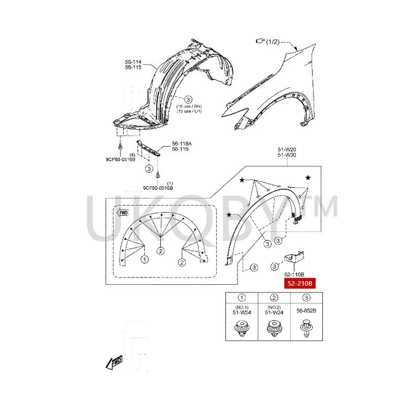 KD5H51W70 KD5H51W80 Suitable for Ma zd a CX5 Decorative cover plate on the lower skirt edge of the front wheel arch corner