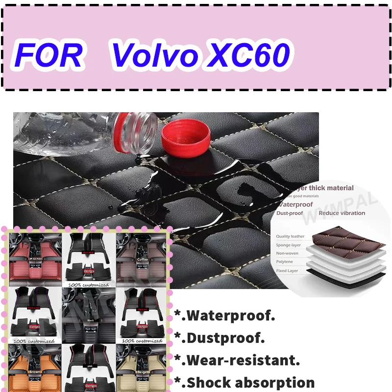 

LUXURY Car Floor Mats For Volvo XC60 2018 2019 2020 2021 2022 Auto Luxury Leather