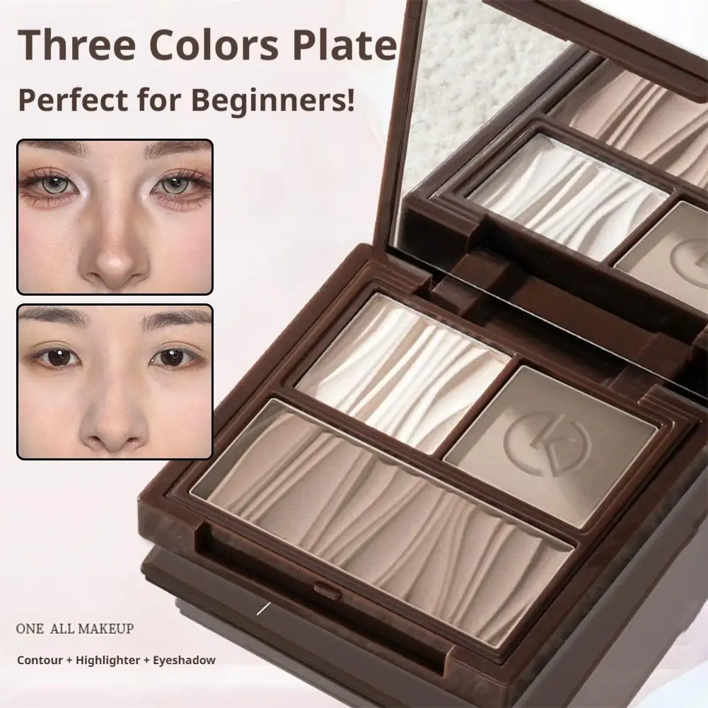 Paleta de Maquillaje 3 en 1: Contorno, Sombra de Ojos y Polvo Iluminador Mate para Nariz