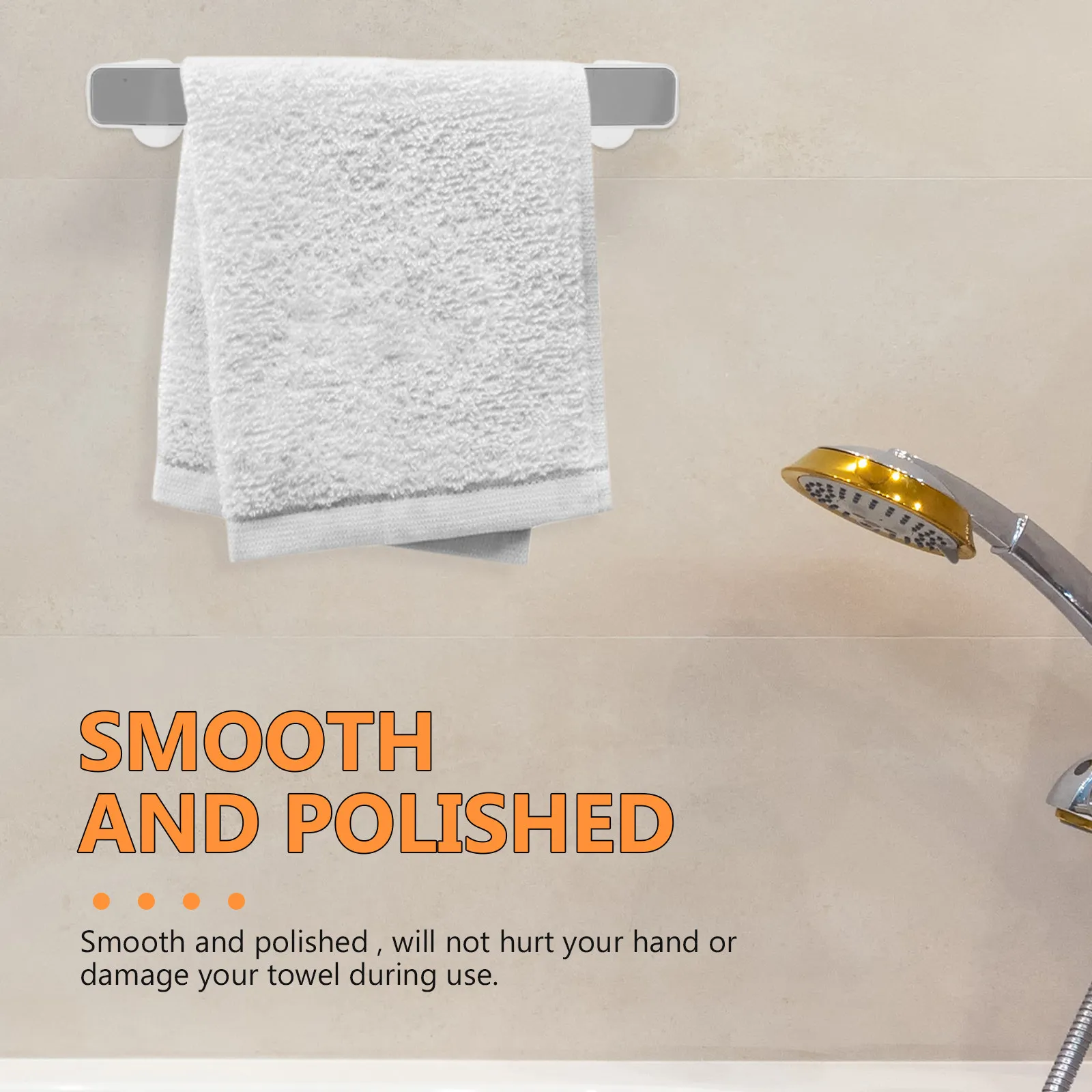 

Bathroom Towel Rack Wall Mount Plastic Single Bar Waterproof Punch Free No Drilling Towel Holder Storage Organizer Shower Rack