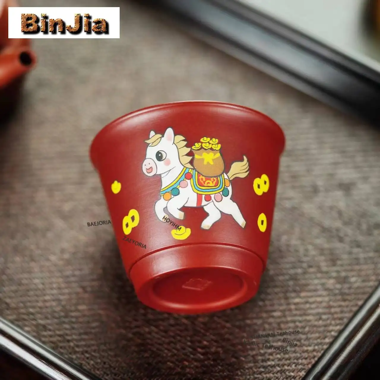 Tasse à thé en argile violette Yixing Dahongpao de 150 ml, motif Cheval de la Fortune, bol à thé Zen, tasse de dégustation de parfum, tasses Maître Jianzhan, cadeau