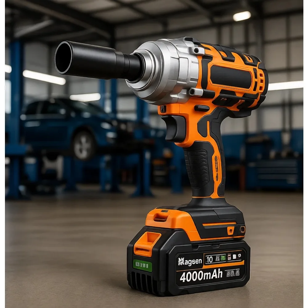 

Беспроводной ударный гайковерт 1/2 дюйма, 900 фунт-фут, высокий крутящий момент, бесщеточный, 3800 об/мин, регулируемая скорость, светодиодная подсветка, аккумулятор 4000 мАч