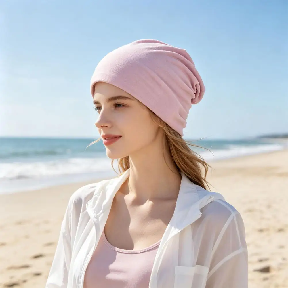 Slouchy Hip-Hop Hat, Solid Color Soft Chemo Headwear,Lightweight Cancer Cap for Women Men Daily Wear Multifunctional Headwear