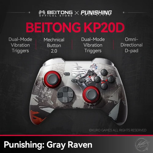 Imagen 1 del producto Controlador BEITONG GRAY RAVEN:PUNISHING KP20D LUCIA: CRIMSON WEAVE, Joystick TMR de Doble Modo con Vibración y Fuerza de Disparo Ajustable