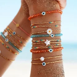 CCGOOD Miyuki Evil Eye Bracelet Boho Beach Bracelets for Women Crystal Beaded Pulseras Adjustable Rope Jewelry