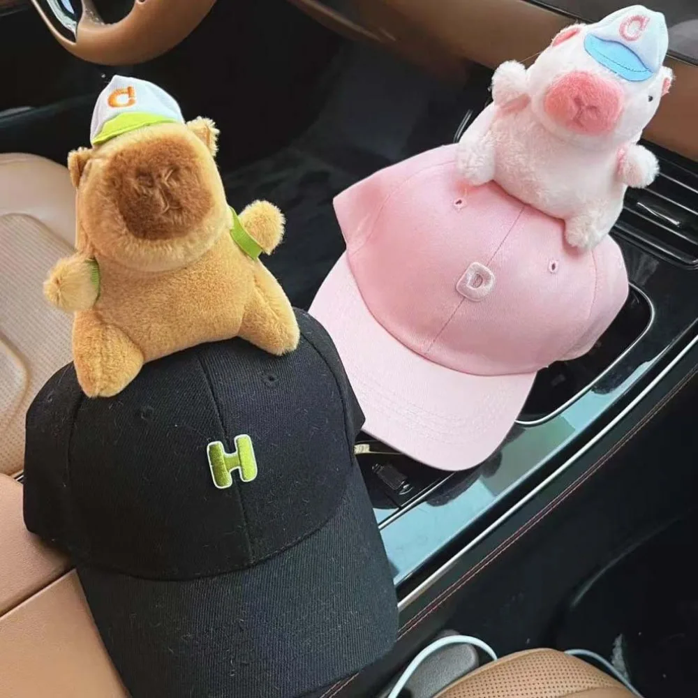 

Breathable Capybara Baseball Cap Adjustable Embroidered Letters Children Peaked Cap Plush Doll All-Match Kids Sunscreen Hat