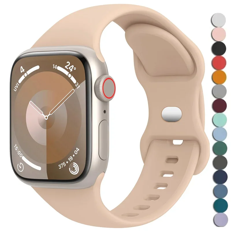 

Силиконовый ремешок для Apple Watch, ремешки Ultra 2, 49 мм, 44 мм, 45 мм, 40 мм, 41 мм, 42-38 мм, 44 мм, спортивный браслет iwatch series 8 7 6 5 4 SE 9