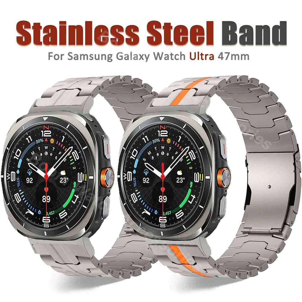 

Luxury Titanium Color Strap for Samsung Galaxy Watch Ultra 47mm Stainless Steel Band For GALAXY WATCH ULTRA 47 No Gaps Bracelet