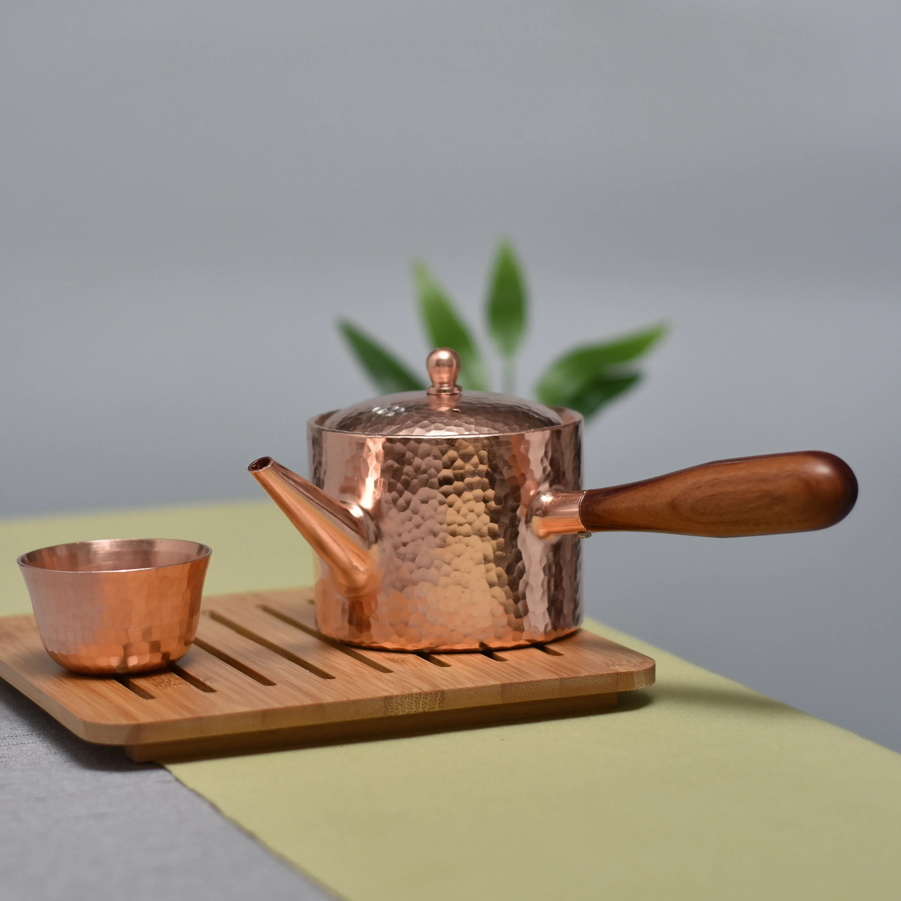 Handcraft Pure Copper Teapot Water Kettle Tea Coffee Pot Hammer Pattern Single Handle Water Boiler Drinkware Tableware