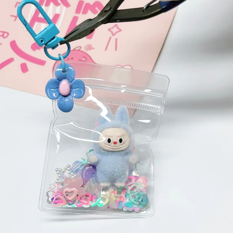 

New Kawaii Mini Cartoon Transparent Mini Doll Girls Keychain Crushed Stone Vinyl Cute Cereal Mobile Pendant Cute Keychain Gift