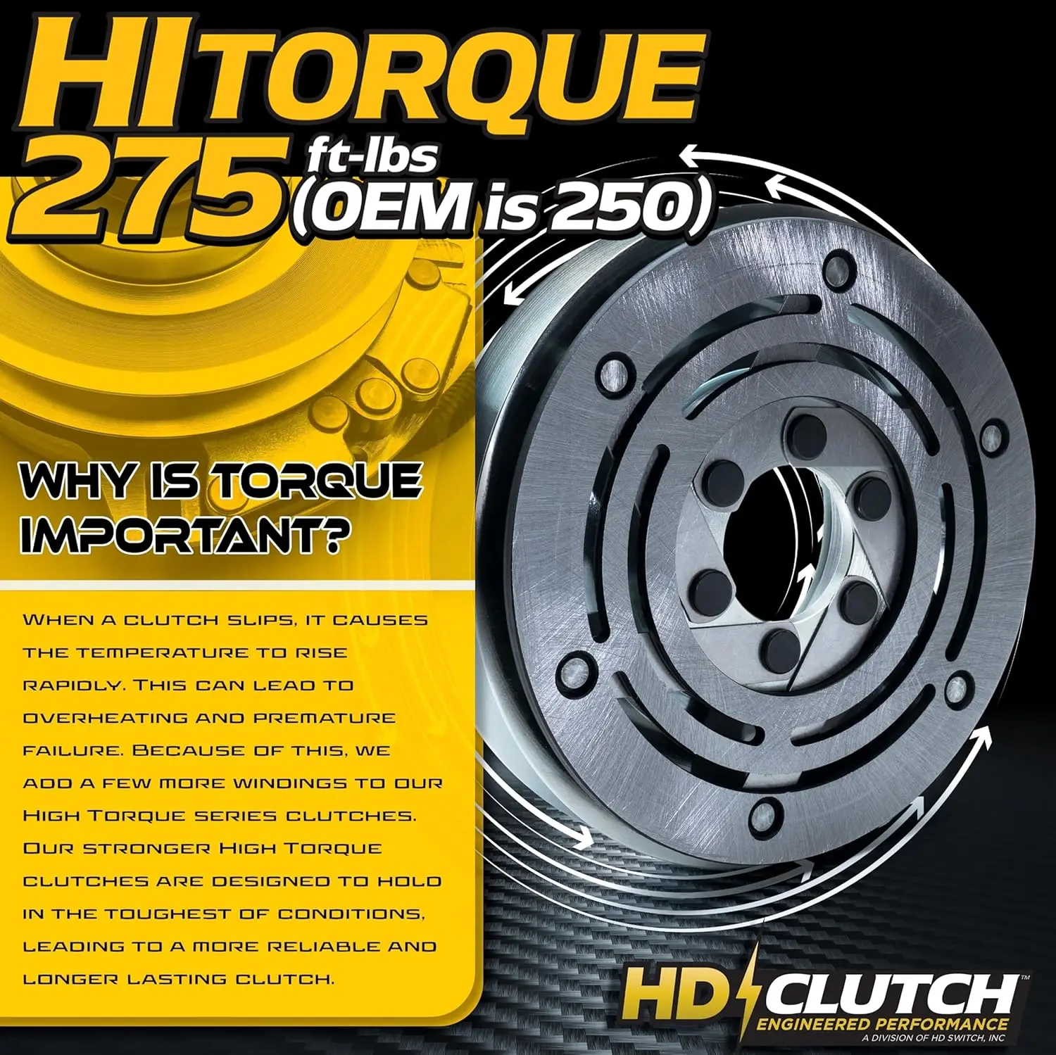 Hd Switch 107-9061 Hitorque 275Ft-Lbs (Oem 250) Bigbearing Billet Pulley Electric Pto Clutch W/Replaceable Bearings Fits Toro