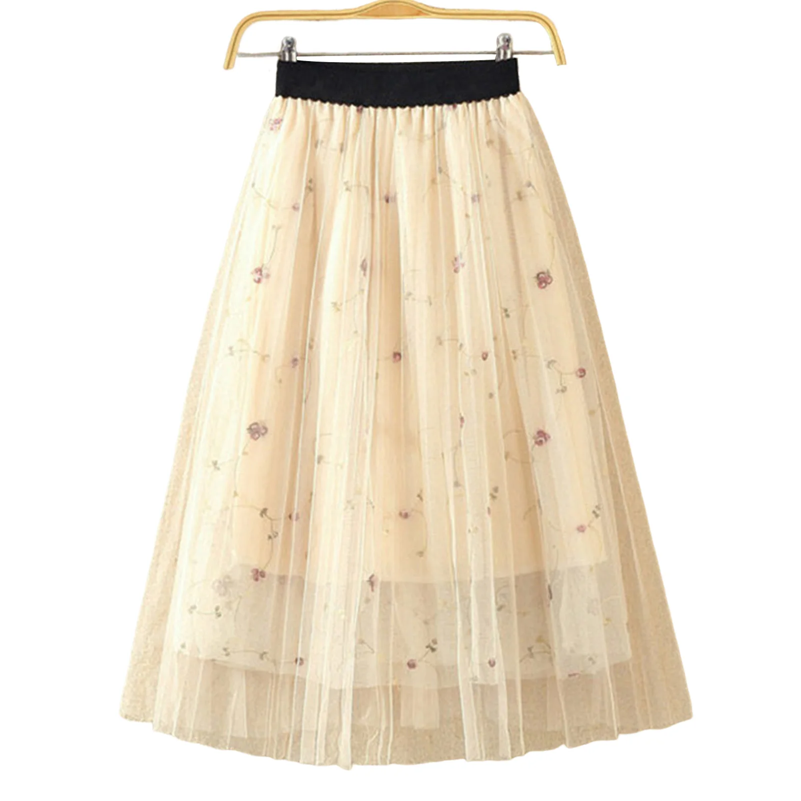 

Women's Medium Length Gauze Skirt High Waist Half Length Gauze Skirt for Weddings Cocktails Balls