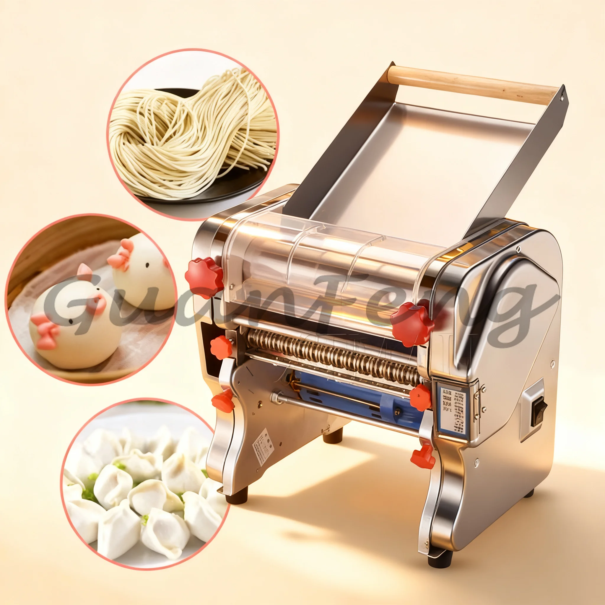 Commercial Electric Dough Roller 750W 220mm Width, Stainless Steel Multi-purpose Pasta Maker