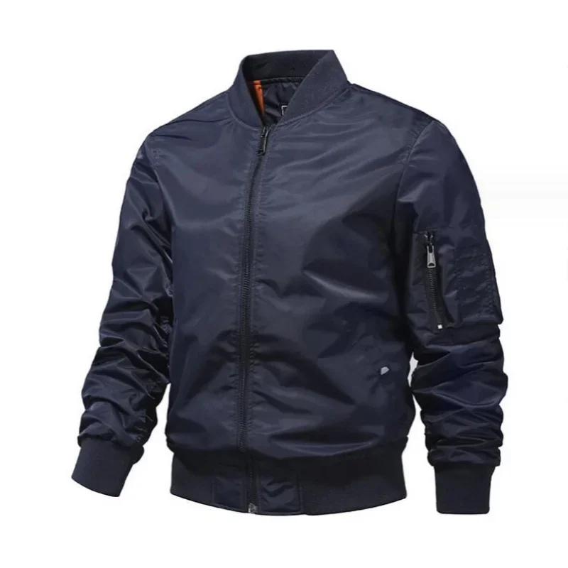 Men Jackets Monochromatic Bomber Jacket, Outerwear, Aviator Baseball Jackets, Outdoor Clothing, Spring and Autumn