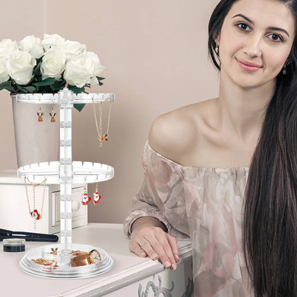 

Rotating Jewelry Organizer Earrings Holder Stylish Desktop Jewelry Display Stand for Rings Necklaces Bracelets Storage