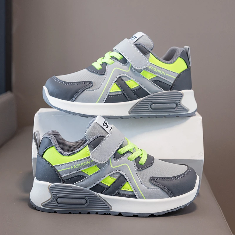 Kids Sneakers Breathable Mesh Upper Cushioned Sole Non Slip Fashion Sport Running Shoes for Boys Daily Outdoor Walking Wear